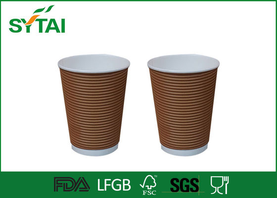 China Biologisch abbaubare Kräuselungs-Papierschalen/12oz isolierten Papierkaffeetassen mit Deckeln fournisseur