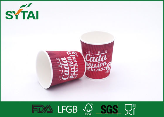 China Rote kundenspezifische Logo-Kräuselungs-Papierschalen für Kälte-Getränke, personifizierte Papierschale fournisseur
